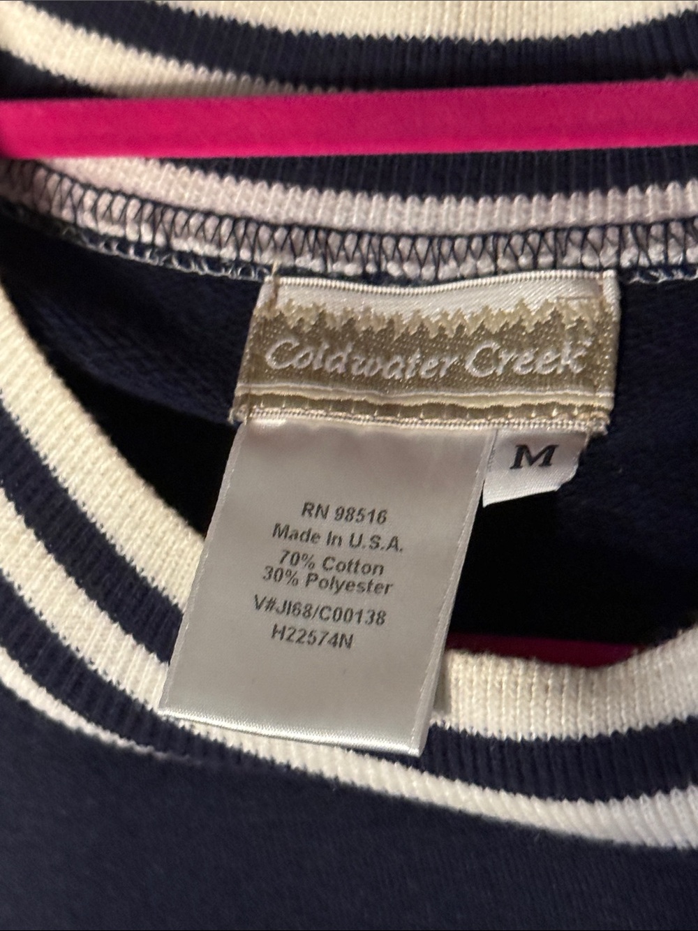 Coldwater Creek Navy Maxi Dress with White Striped Trim M - Picture 5 of 7